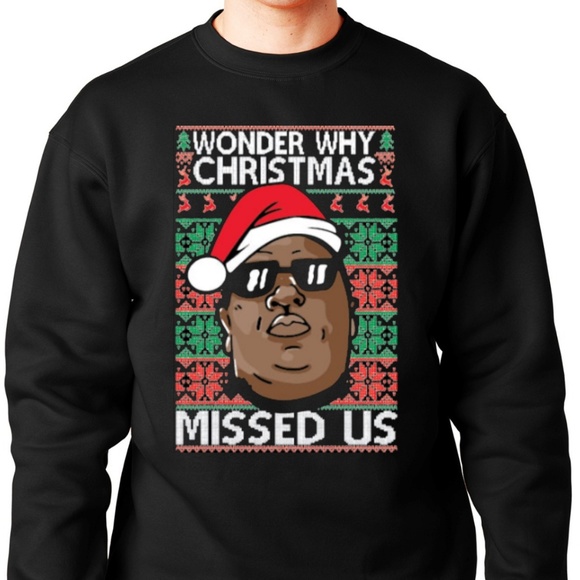 Notorious Biggie Ugly Christmas Black Crewneck Notorious Biggie Ugly Christmas Black Crewneck